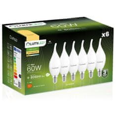 LUMILED 6x LED izzó E14 BA35 8W = 60W 806lm 3000K Meleg fehér 180°