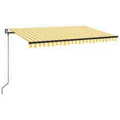 Vidaxl sárga és fehér kézzel kihúzható LED-es napellenző 400 x 350 cm 3069183