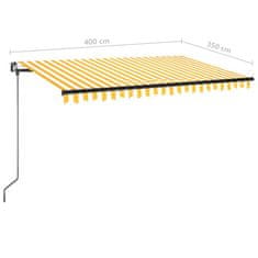 Vidaxl sárga és fehér kézzel kihúzható LED-es napellenző 400 x 350 cm 3069183