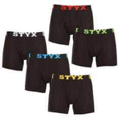 Styx 5PACK Fekete long férfi boxeralsó sport gumi (5U9601) - méret M