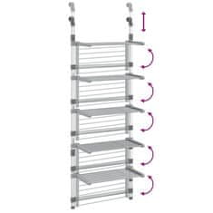 Vidaxl 5 szintes alumínium akasztós ruhaszárító állvány 344384