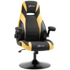 VINSETTO Gaming Chair Rocker Funkció, Állítható Magasságú 110-116 Cm, Forgatható, Műbőr, Sárga+Fekete, Játszószobához 