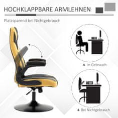 VINSETTO Gaming Chair Rocker Funkció, Állítható Magasságú 110-116 Cm, Forgatható, Műbőr, Sárga+Fekete, Játszószobához 