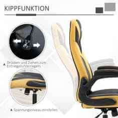 VINSETTO Gaming Chair Rocker Funkció, Állítható Magasságú 110-116 Cm, Forgatható, Műbőr, Sárga+Fekete, Játszószobához 