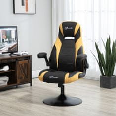 VINSETTO Gaming Chair Rocker Funkció, Állítható Magasságú 110-116 Cm, Forgatható, Műbőr, Sárga+Fekete, Játszószobához 