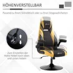 VINSETTO Gaming Chair Rocker Funkció, Állítható Magasságú 110-116 Cm, Forgatható, Műbőr, Sárga+Fekete, Játszószobához 