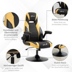 VINSETTO Gaming Chair Rocker Funkció, Állítható Magasságú 110-116 Cm, Forgatható, Műbőr, Sárga+Fekete, Játszószobához 