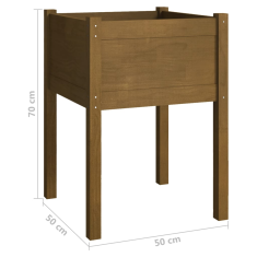 Vidaxl mézbarna tömör fenyőfa kerti virágtartó 50 x 50 x 70 cm (810805)