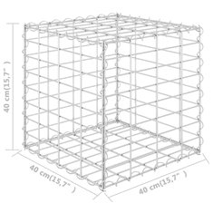 Vidaxl kocka alakú acélhuzal gabion magaságyás 40 x 40 x 40 cm (145649)