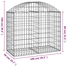 Vidaxl íves horganyzott vas gabion kosár 100x50x80/100 cm (153434)