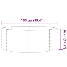 Vidaxl szürke porszórt acél kerti magaságyás 100x100x36 cm (318984)