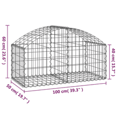 Vidaxl íves horganyzott vas gabion kosár 100x50x40/60 cm (153432)