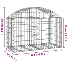 Vidaxl íves horganyzott vas gabion kosár 100x50x60/80 cm (153433)