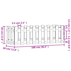 Vidaxl tömör fenyőfa kerti magaságyás kerítéssel 100 x 30 x 30 cm (832472)