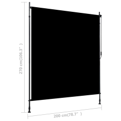 Vidaxl antracitszürke kültéri sötétítő roló 200 x 270 cm (145938)