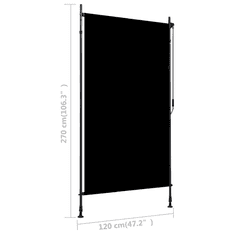 Vidaxl antracitszürke kültéri roló 120 x 270 cm (145936)