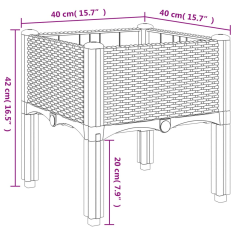 Vidaxl fehér PP rácsos kerti ültetőláda 40 x 40 x 42 cm (367889)