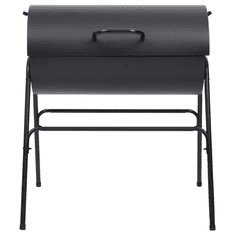 Vidaxl fekete acél henger alakú grillsütő 2 sütőráccsal 80x95x90 cm (313635)