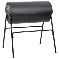 Vidaxl fekete acél henger alakú grillsütő 2 sütőráccsal 80x95x90 cm (313635)