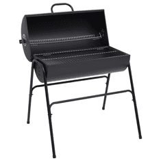 Vidaxl fekete acél henger alakú grillsütő 2 sütőráccsal 80x95x90 cm (313635)