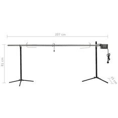 Vidaxl automatikus motoros rozsdamentes acél grillnyárs 207x45x81 cm (44644)