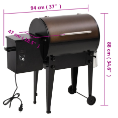 Vidaxl fekete vas pellet grillsütő 94 cm (360067)