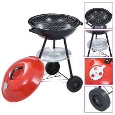 Vidaxl hordozható XXL faszenes gömbgrill kerekekkel 44 cm (46611)