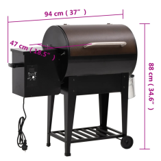 Vidaxl fekete vas pellet grillsütő alsó polccal 94 cm (360068)