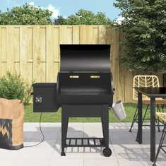 Vidaxl fekete vas pellet grillsütő alsó polccal 94 cm (360068)