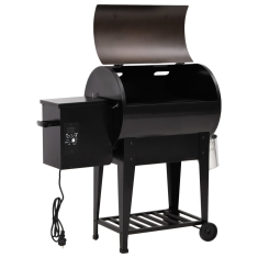 Vidaxl fekete vas pellet grillsütő alsó polccal 94 cm (360068)