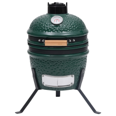 Vidaxl zöld kerámia 2 az 1-ben Kamado grillsütő füstölővel 56 cm (316094)