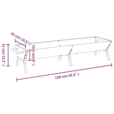 Vidaxl ezüstszínű rozsdamentes acél grilltálca 158 x 42 x 31 cm (319968)