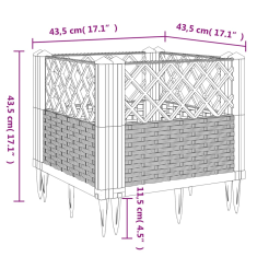 Vidaxl fehér polipropilén kerti virágláda cövekekkel 42,5x42,5x28,5 cm (368010)