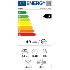 Sharp ES-NFB612CWB-EE elöltöltős mosógép fehér (ES-NFB612CWB-EE)