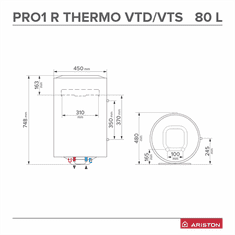 Ariston PRO1 R 80 VTD 1,8 K EU Elektromos Vízmelegítő/ Bojler (PRO1 R 80 VTD 1,8 K EU)