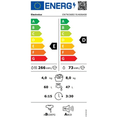 Electrolux Beépíthető mosó-szárítógép, gőzprogram, 8/4 kg, 1600 f/p., LCD kijelző (EW7W368SI)