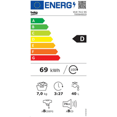 BEKO WUE 7612 BS elöltöltős mosógép fehér (WUE 7612 BS)