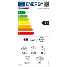 Sharp ES-NFA7121WD-EE elöltöltős mosógép fehér (ES-NFA7121WD-EE)