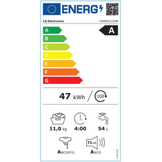 LG Szabadonálló, Elöltöltős Mosógép 11 kg, A energiaosztály, Steam, TurboWash360°, Smart Diagnosis, Fekete (F4WR511S2M)