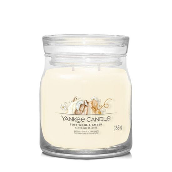 Yankee Candle Aromagyertya Signature üveg közepes Puha gyapjú és borostyán 368 g