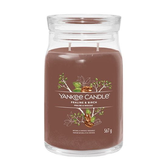 Yankee Candle Aromagyertya Aláírás üveg nagy Praliné és nyírfa 567 g