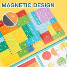 PrimePick Mágneses tört tanuló készlet, oktató matematikai kirakós, mágneses törtkörök és rudak általános iskolai tanuláshoz, Montessori módszer vizuális gyakorláshoz, PracticeMath