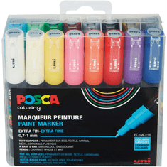 POSCA Uni PC-1MC 0.7-1mm Jelölőmarker készlet - Vegyes színek (16 db / csomag) (186716)