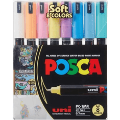 POSCA Uni PC-1MR Pastel 0.7mm Jelölőmarket készlet - Vegyes színek (8 db / csomag) (181724)