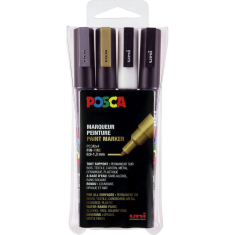 POSCA Uni PC-3M 0.9-1.3mm Dekormarker - Vegyes színek (4 db / csomag) (186504)