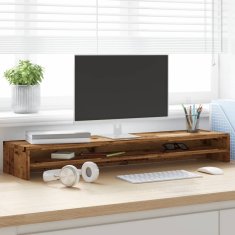 Vidaxl antik fa színű szerelt fa monitorállvány 100 x 24 x 13 cm 855824