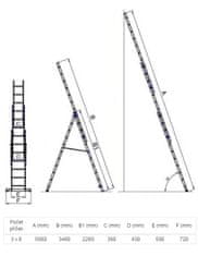 G21 3 db-3 részes létra, 3 x 8 lépcsőfokkal