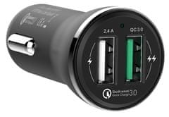 GoGEN Autós szivargyújtós töltő CHQ 27 W, Qualcomm Quick Charge 3.0, 2× USB, fekete