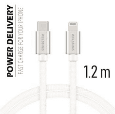 SWISSTEN ADATKÁBEL SWISSTEN TEXTILE USB-C / LIGHTNING 1,2 M PIROS 71525203