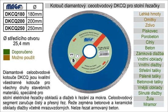 MAGG DKCQ250 teljes kerületű gyémánt penge vágókhoz